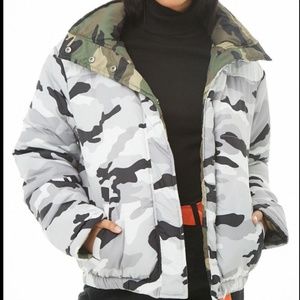 Forever 21 Reversible Camo Puffer Jacket